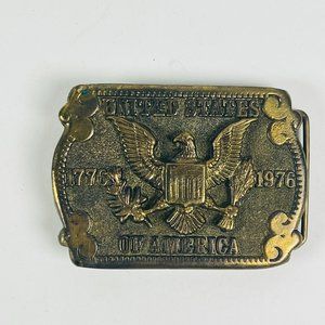 Dezy Denver Patriotic Eagle Crest Brass Buckle Bicentennial United States